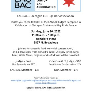LAGBAC Judge’s Reception in Celebration of Chicago’s 51st Annual Gay Pride Parade